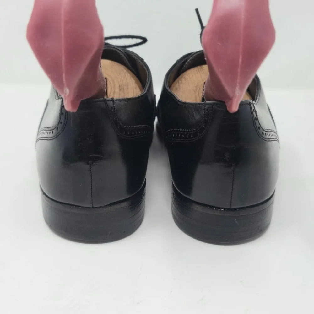 Bally of Switzerland Men's Wingtip Oxfords Size 7 D Black Leather Brogue Vintage